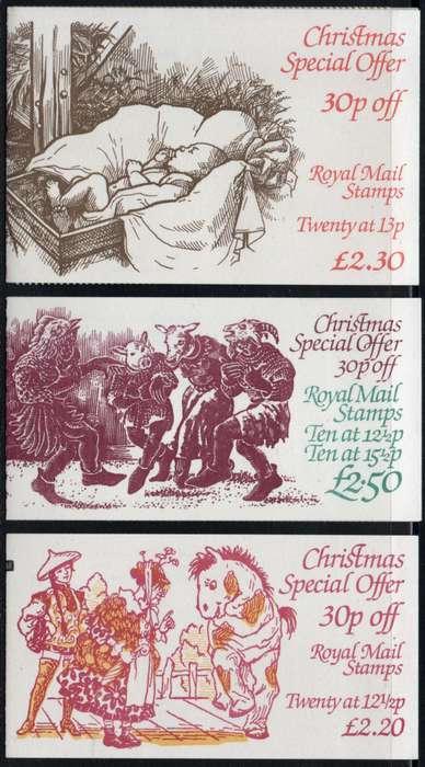 Great Britain 1982, 1983 & 1984 3 Christmas Stamp Booklets unmounted mint.  SG FX5, FX6 & FX7.