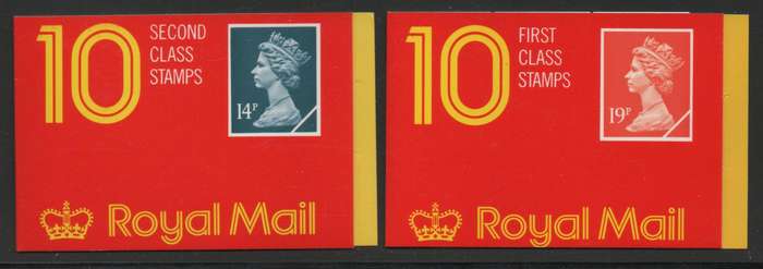 Great Britain 1988 2 Booklets 14p & 19p x 10 stamps umm. Harrison printing. SG GK3 & GP3. Cat £12