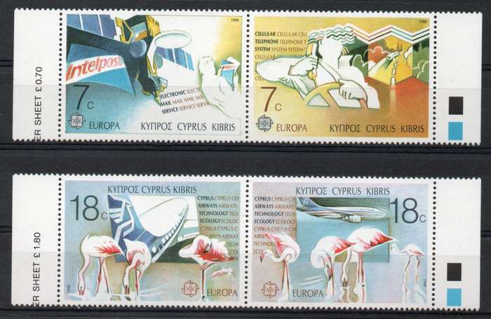 Cyprus 1988 Europa "Transport & Comms" set of 4 umm. SG 718-721. Cat £6,50. (2013)