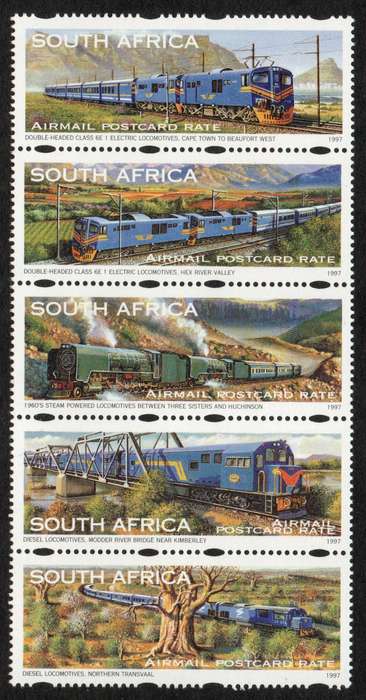 South Africa 1997 Blue Train set/strip of  5 unmounted mint. SACC 1051-55. Cat R250 (2023-25)