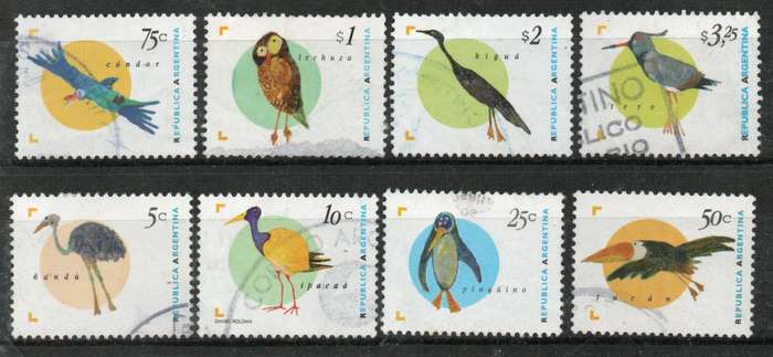Argentina 1995 Birds part set of 8 (no $2,75) very fine used except $1 thinned.  Cat £18,05 (2012)
