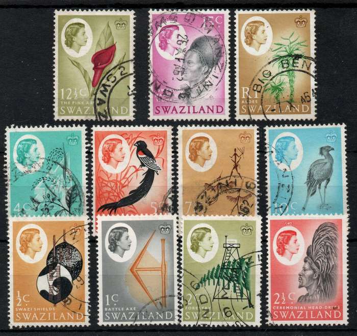 Swaziland 1962 QEII Definitive part set of 11 vfu. SACC 89-92, 94-99, 103. Cat R280 (2025)