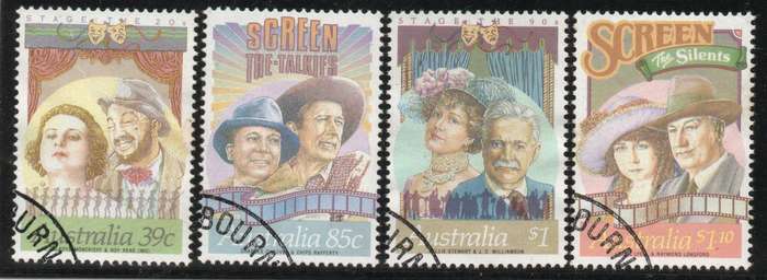 Australia 1989 Australian stage & screen personalities set of 4 vfu. SG 1208-1211. Cat £4,50 (2013)