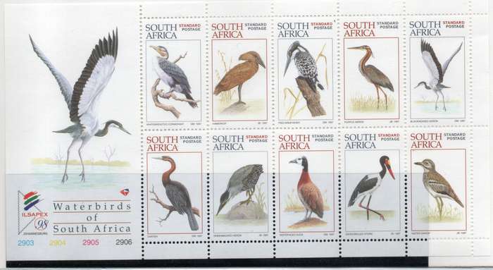 South Africa 1997 Waterbirds of SA sheet of 10 unmounted mint. SACC 1043. Cat R150 (2025)