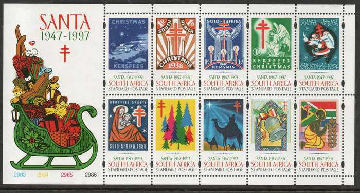 South Africa 1997 Christmas Stamps Mini Sheet / set of 10 unmounted mint. SACC 1080. Cat R250 (2025)