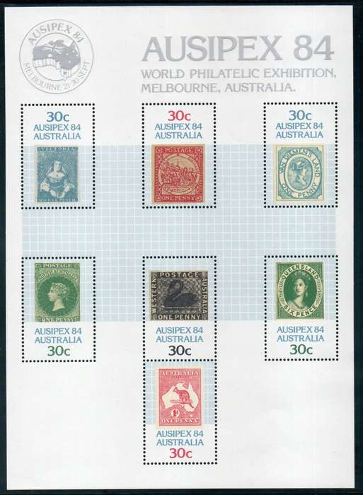Australia 1984 Ausipex 84 sheet of 7 unmounted mint. SG MS945. Cat £3.50 (2013)