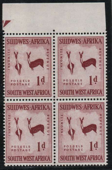 South West Africa 1960 Definitive 1d block of 4 wmk coat of arms umm. SACC 194. Cat R48 (2023-25)