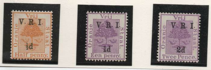 Orange Free State 1900 V.R.I. ovpt with raised stops 3 stamps umm. SACC 59-61. Cat R94 (2025)