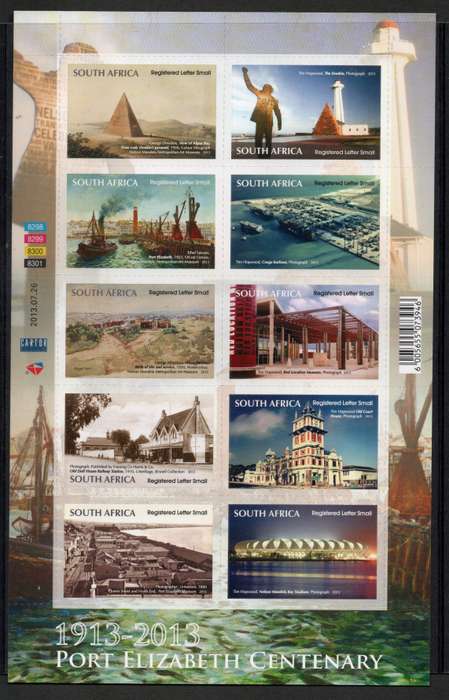 South Africa 2013 Port Elizabeth Centenary sheet of 10 umm. SACC 2239. Cat R1400 (2023-25)
