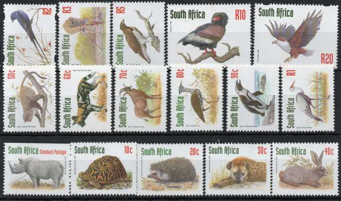 South Africa 1998 Redrawn 6th Definitive set of 16 umm. SACC 1157-71 + 1086. Cat R438 (2023-25)