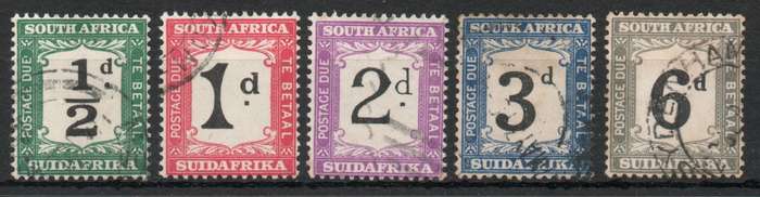 South Africa 1927-28 Postage Due set of 5 fine used. SACC 17-21. Cat R581 (2023-25)