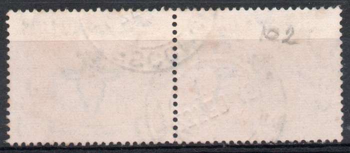 South Africa 1933-48 Hyphenated pictorial 5/- pair vfu with variety. SACC 62a. Cat R300 (2025)