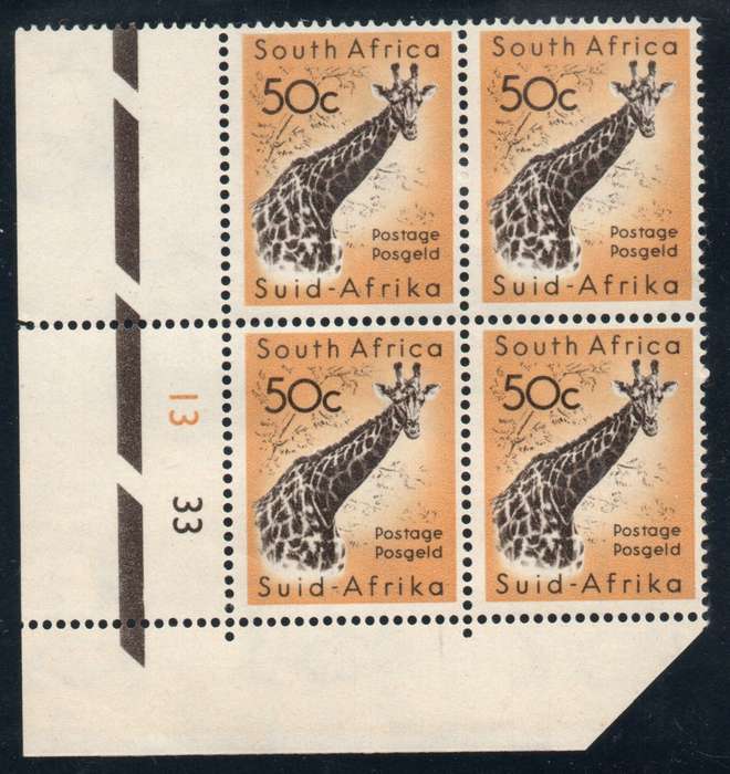 South Africa 1961 Definitive 50c control block of 4 unmounted mint. SACC 195. Cat R700 (2023-25)