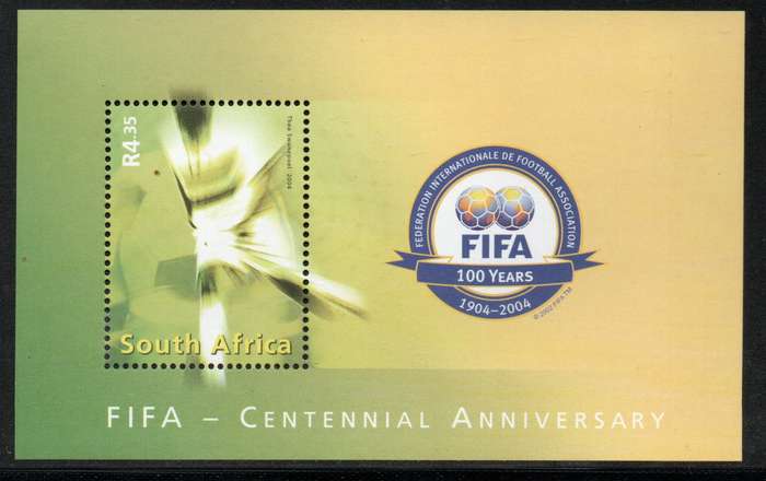 South Africa 2004 FIFA Centennial Anniv Mini Sheet unmounted mint. SACC 1622. Cat R250 (2023-25)