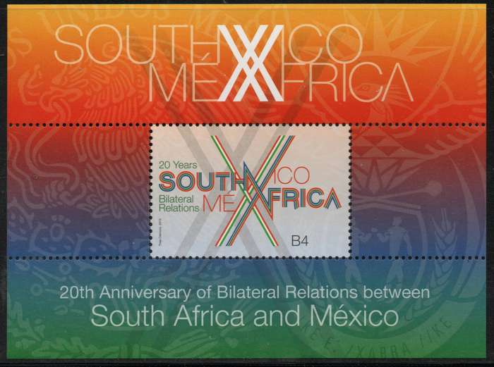 South Africa 2013 South Africa / Mexico Relations m/s unmounted mint. SACC 2244. Cat R100 (2023-25)