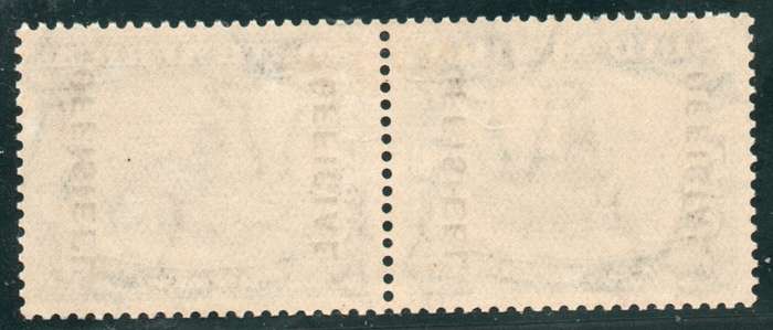 South Africa 1940 Official 5/- black & myrtle green pair lightly mtd mint. SACC 35. Cat R2400 as umm