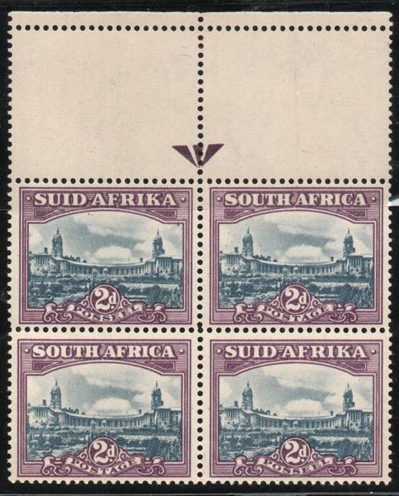 South Africa 1947-54 Definitive 2d top arrow block of 4 unmounted mint. SACC 115. Cat R200 (2025)