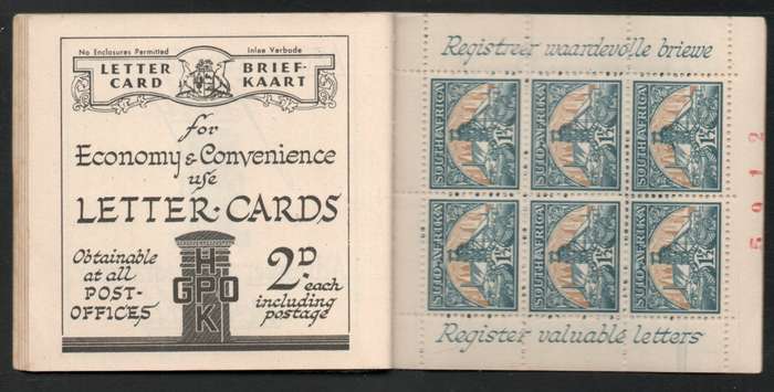 South Africa 1948 Booklet 20 complete unmounted mint. Cat R550.