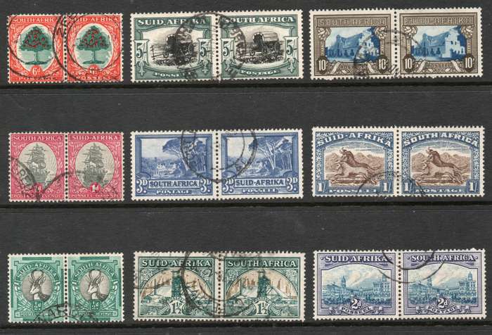 South Africa 1933-48 Hyphenated Pictorial set very fine used.
