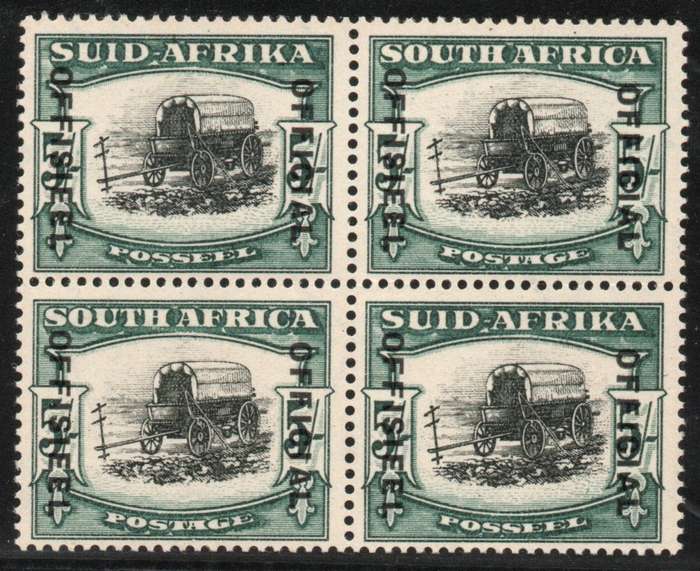South Africa 1932-33 Official 5/- pair black and green unmounted mint. SACC 33. Cat R2600.
