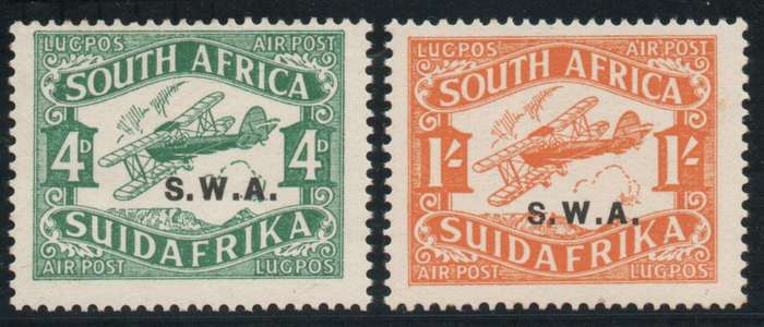 South West Africa 1930 Airmail Issue 2nd printing set of 2 lmm & umm. SACC 97-98. Cat R310 (2025)