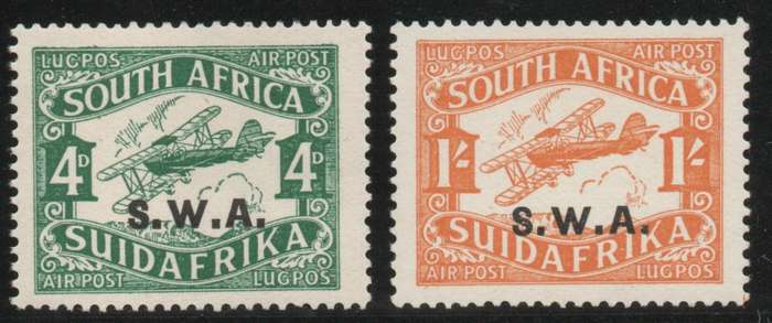 South West Africa 1930 Airmail Issue 3rd printing set of 2 lmm. SACC 99-100. Cat R90 (2025)