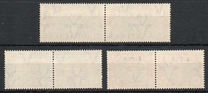 South West Africa 1939 `250th Anniv of Huguenots` set of 3 pairs lmm. SACC 138-140. Cat R155 as umm.