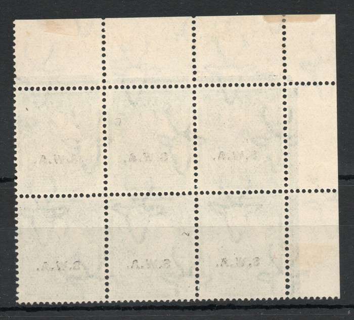 South West Africa 1927-30 Definitive ½d block of 6 mint with missing Jubilee line variety. SACC 81b
