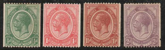 South Africa 1913 coil set of 4 mounted mint. SACC 17-20. Cat R620 (2025)