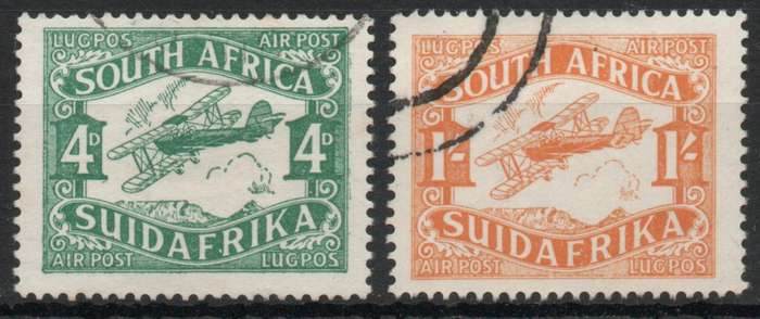 South Africa 1929 2nd Airmail issue set of 2 very fine used. SACC 40-41. Cat R220. (2023-25)