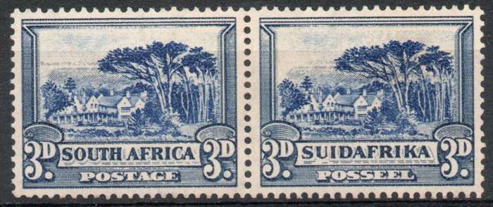 South Africa 1930-45 Definitive 3d pair blue upright wmk mounted mint. SACC 46. Cat R300 (2025)