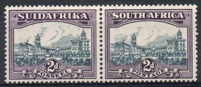 South Africa 1930-45 Definitive 2d pair upright wmk unmounted mint. SACC 44. Cat R1000 (2025)