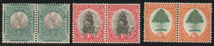 South Africa 1926/27 London or Pretoria Printing set of 3 pairs. SACC 29-31. Cat as cheapest R750