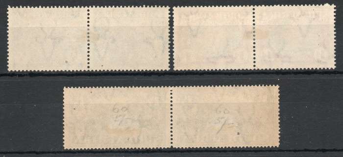 South Africa 1939 250th Anniv of Huguenot landing set of 3 pairs lmm. SACC 81-83. Cat R1100 (2025)