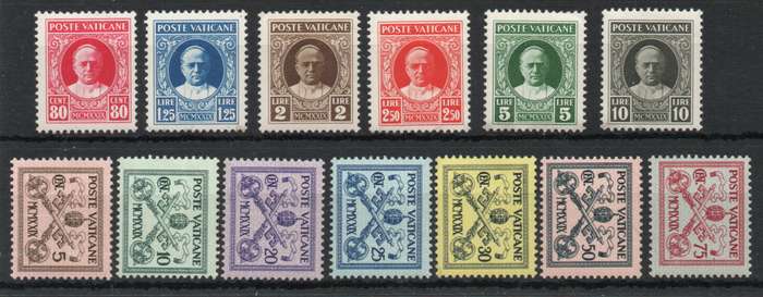 Vatican 1929 Definitive set of 13 lightly mounted mint. SG 1-13. Cat £60,45 (2013)