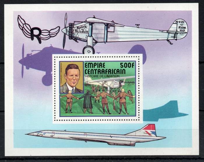Central African Empire 1977 History of Aviation mini sheet unmounted mint. SG MS 520. Cat £5 (2013)