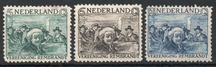 Netherlands 1930 Rembrandt Society set of 3 mounted mint. SG 385-387. Cat £34,75 (2012)