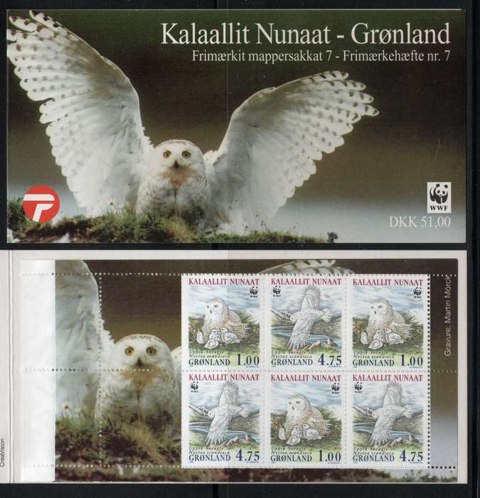 Greenland 1999 Snowy Owl Booklet unmounted mint. SG 346-349. Cat £16,80 (2013)