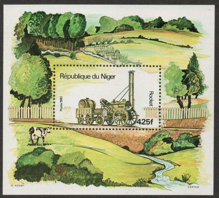 Niger 1980 Trains (steam locomotives) mini sheet unmounted mint. SG MS 814. Cat £5,75 (2013)