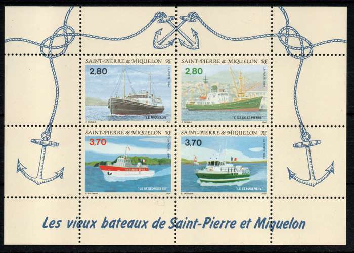 St Pierre Et Miquelon 1994 Ships mini sheet of 4 unmounted mint. SG MS 716. Cat £5,25 (2013)