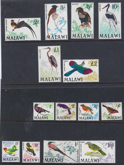 MALAWI 1968 M full set birds, SG 310-323