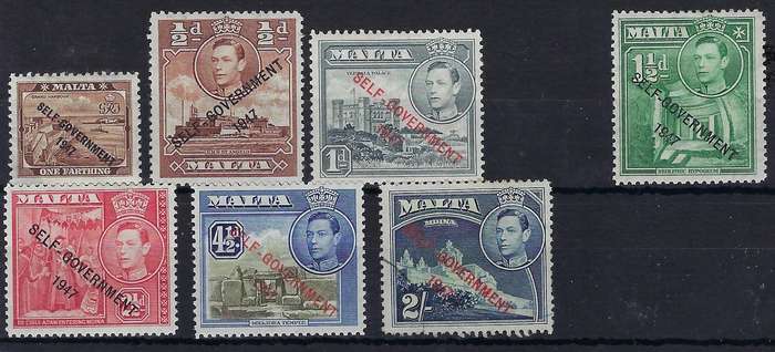 MALTA 1948, 1/4d-2s, m, part set, SG 234-245, self government issue