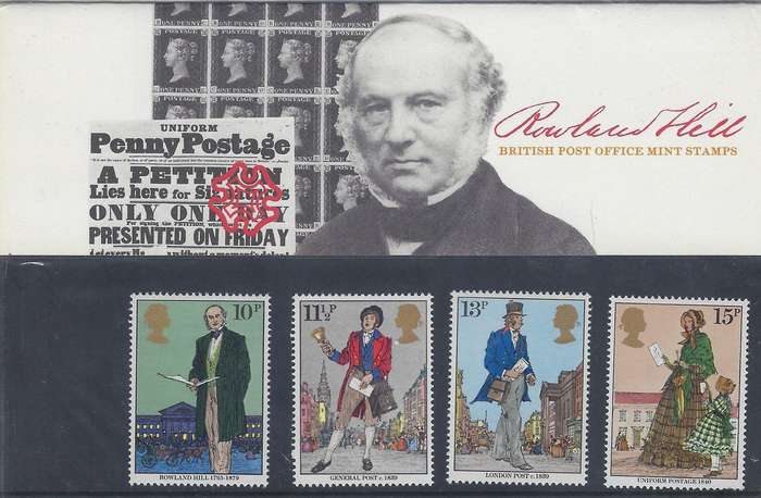 GREAT BRITAIN 1979, 10d-15d,  MS 1099, presentation pack, anniv death of rowland hill