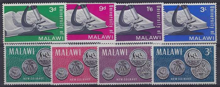 MALAWI  1965/6/7, MM and used,  6x full sets, 3d-6s, CAT R 200