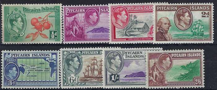 PITCAIRN ISLANDS 1940, mm, 1/2d-2s6d, SG 1-8, King George VI   CAT R 310