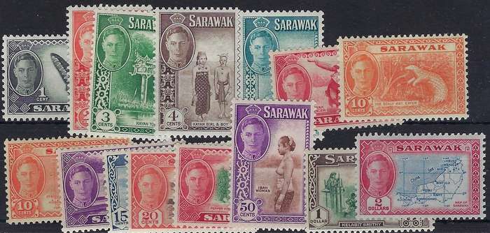 SARAWAK 1950 1c-$2, mm, SG171-184   CAT R 1870