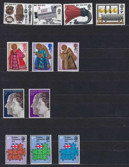 GREAT BRITAIN  1972/3  2 1/2d-20dmm  4 sets  CAT R 100