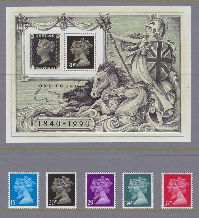 GREAT BRITAIN 1990 150th anniversary of penny black  15d-37d
