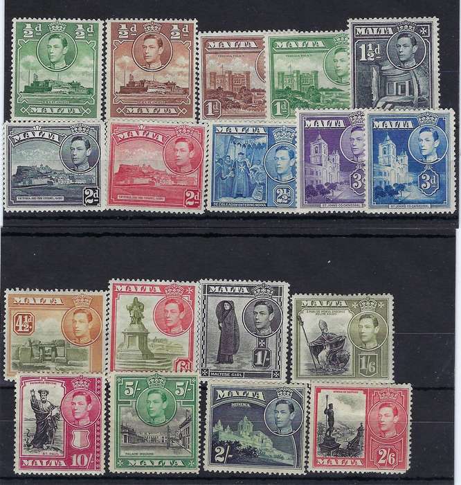 MALTA  19381/2d-10smmSG 218/231king george vi  CAT R 1320