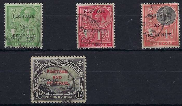 MALTA  19281/2d-1sused   SG 175,176,179,186various multicolour CAT R 145